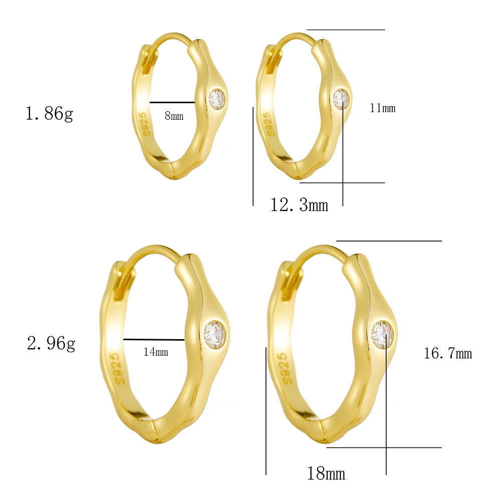 Sterling Silver Unique Geometric Hoop Earrings for Women, Elegant Chic Commuter Accessory