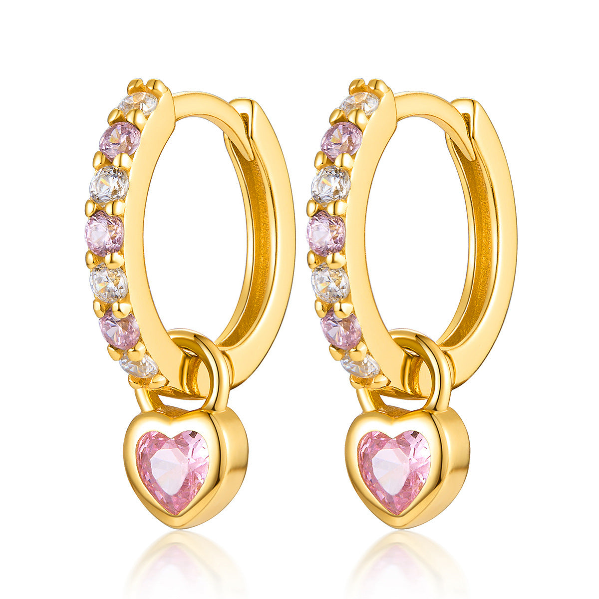 Color Zircon Heart Ear Cuffs - S925 Silver Dopamine Jewelry