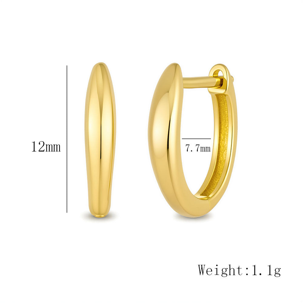925 Sterling Silver Classic U-Shape Hoop Earrings, Minimalist French Style Versatile Jewelry