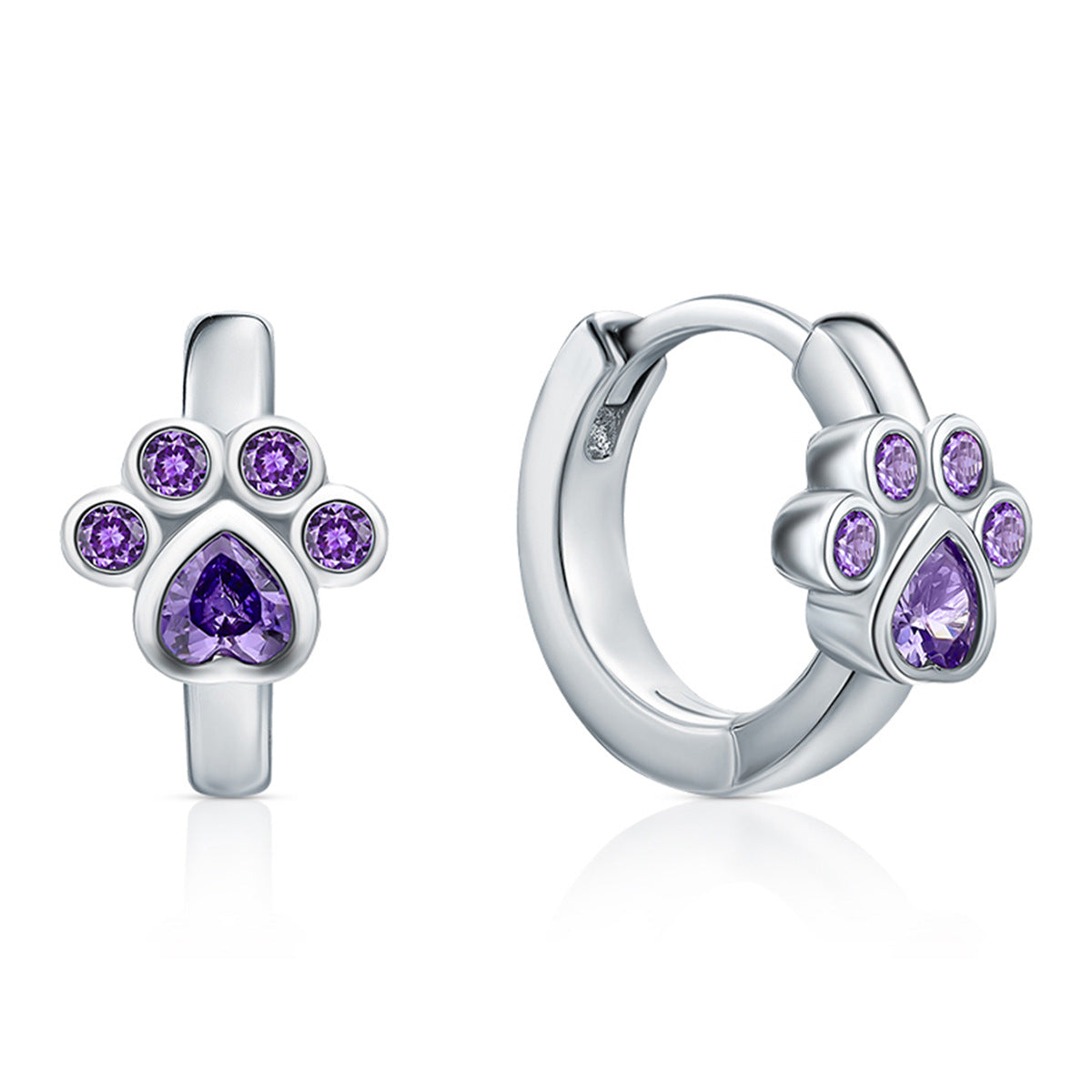 Cat Claw Jewelry Set - S925 Silver Purple Zircon Sweet Cute Gift