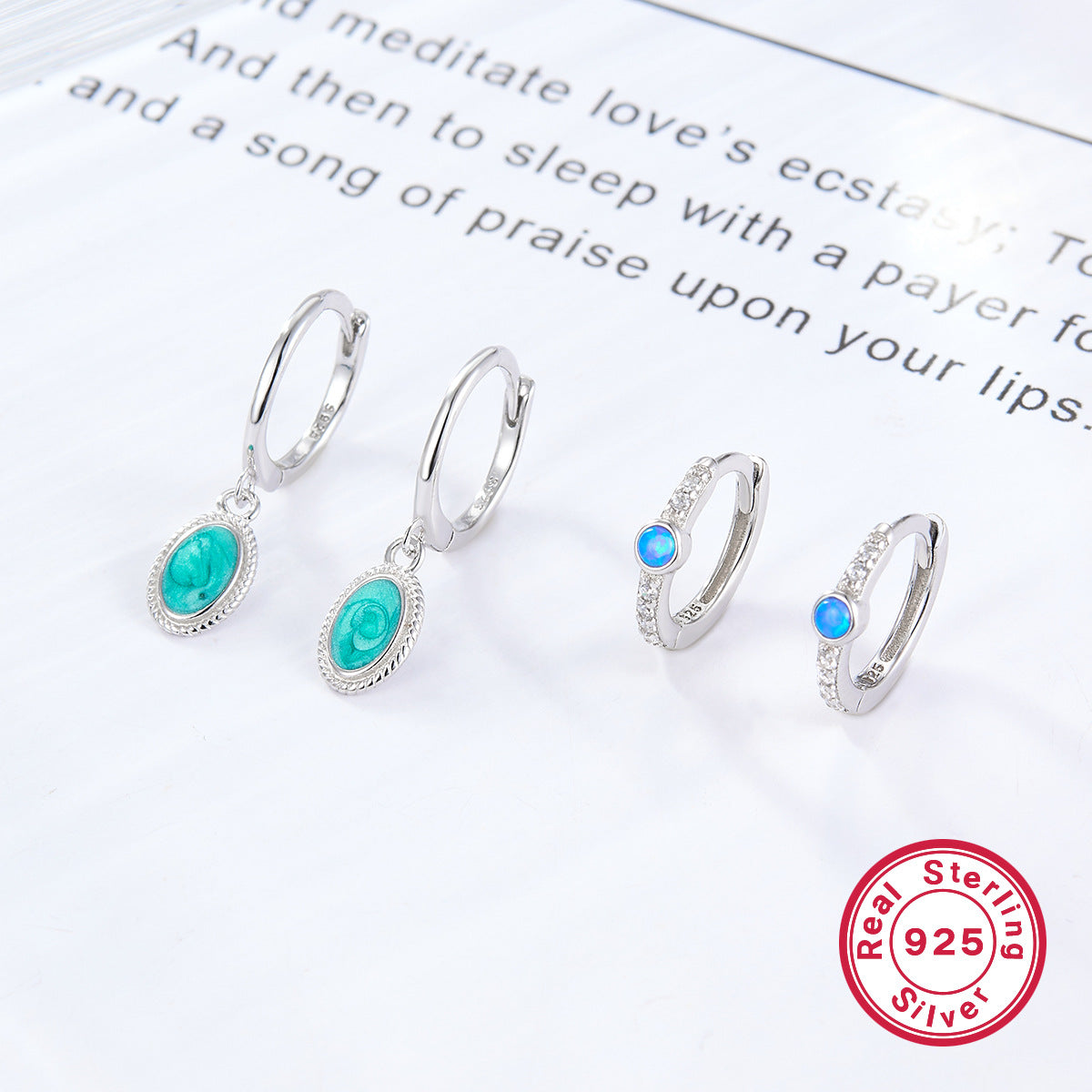 Asymmetric Opal Ear Cuffs - 925 Silver Enamel Drip Factory Direct