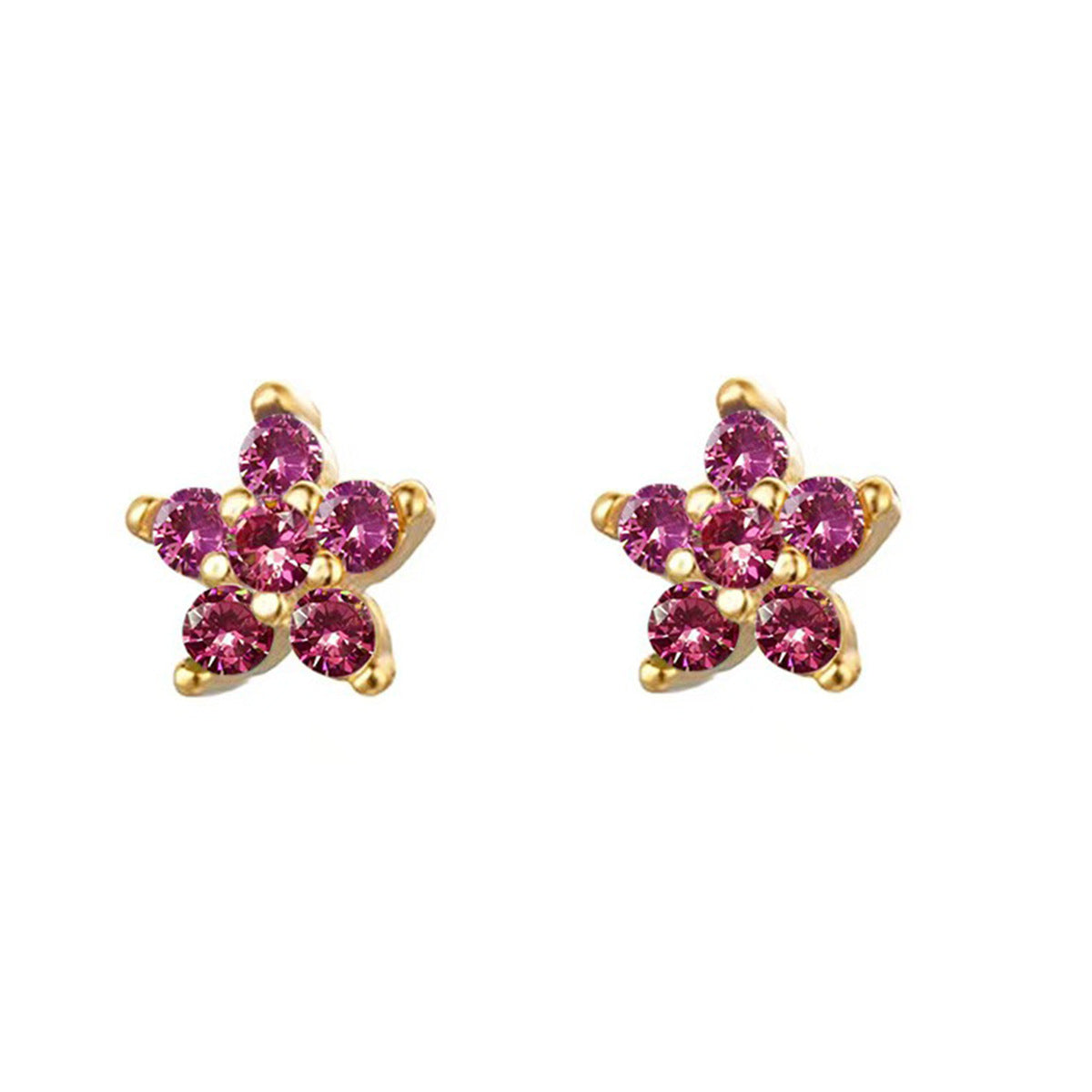 Plum Blossom Earrings - S925 Silver Sweet Diamond Petal Studs