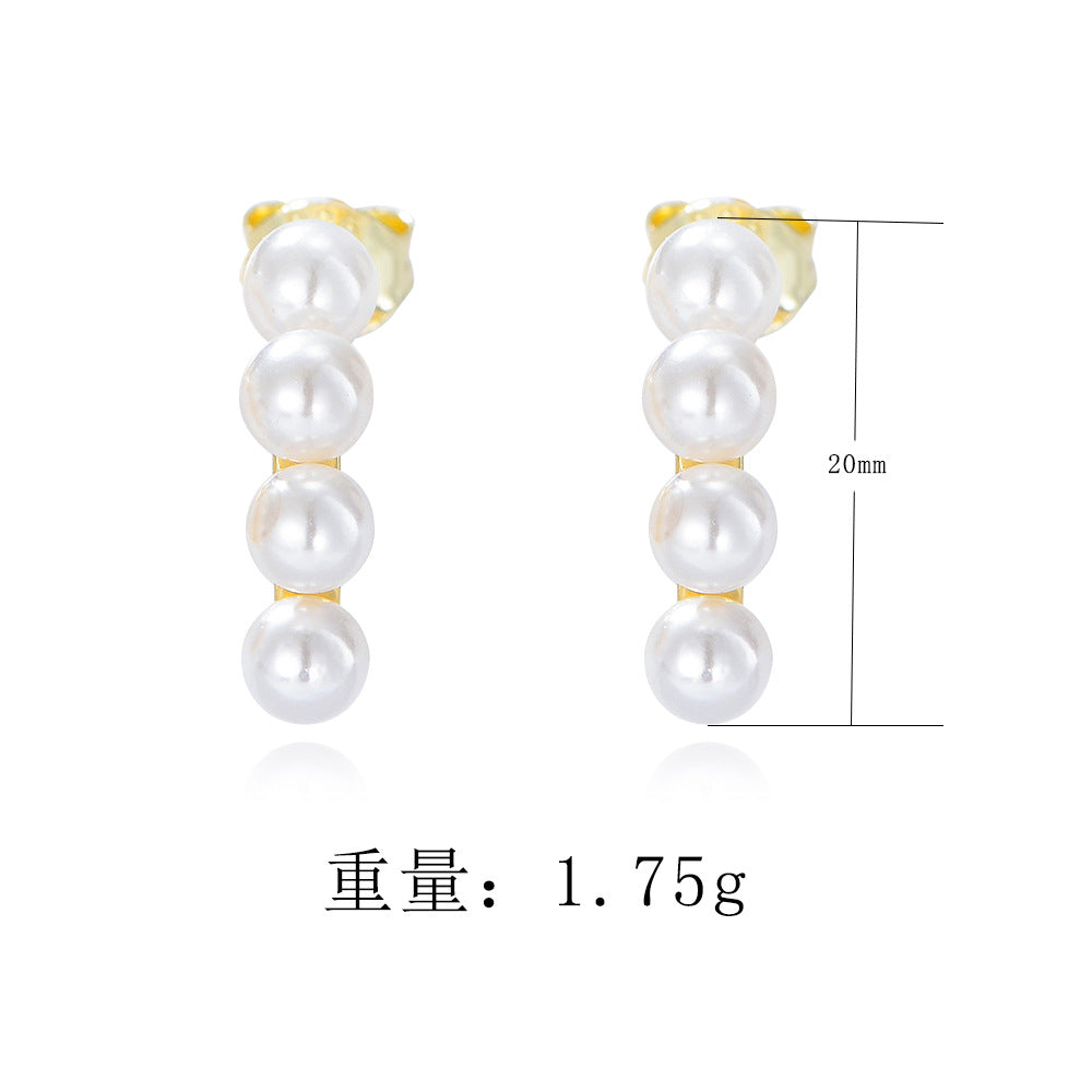 925 Sterling Silver Minimalist Pearl Stud Earrings, Elegant Classic Jewelry