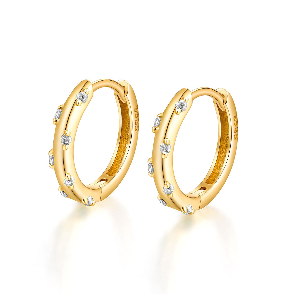 Colored Zircon Hoop Earrings - S925 Silver Modern European Factory Jewelry