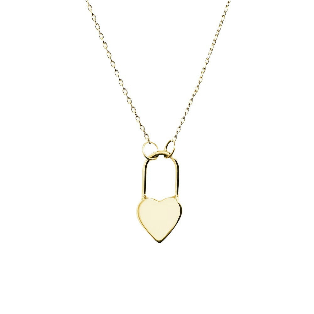 S925 Silver Modern Geometric Heart Padlock Choker - Elegant Ins Style Clavicle Chain