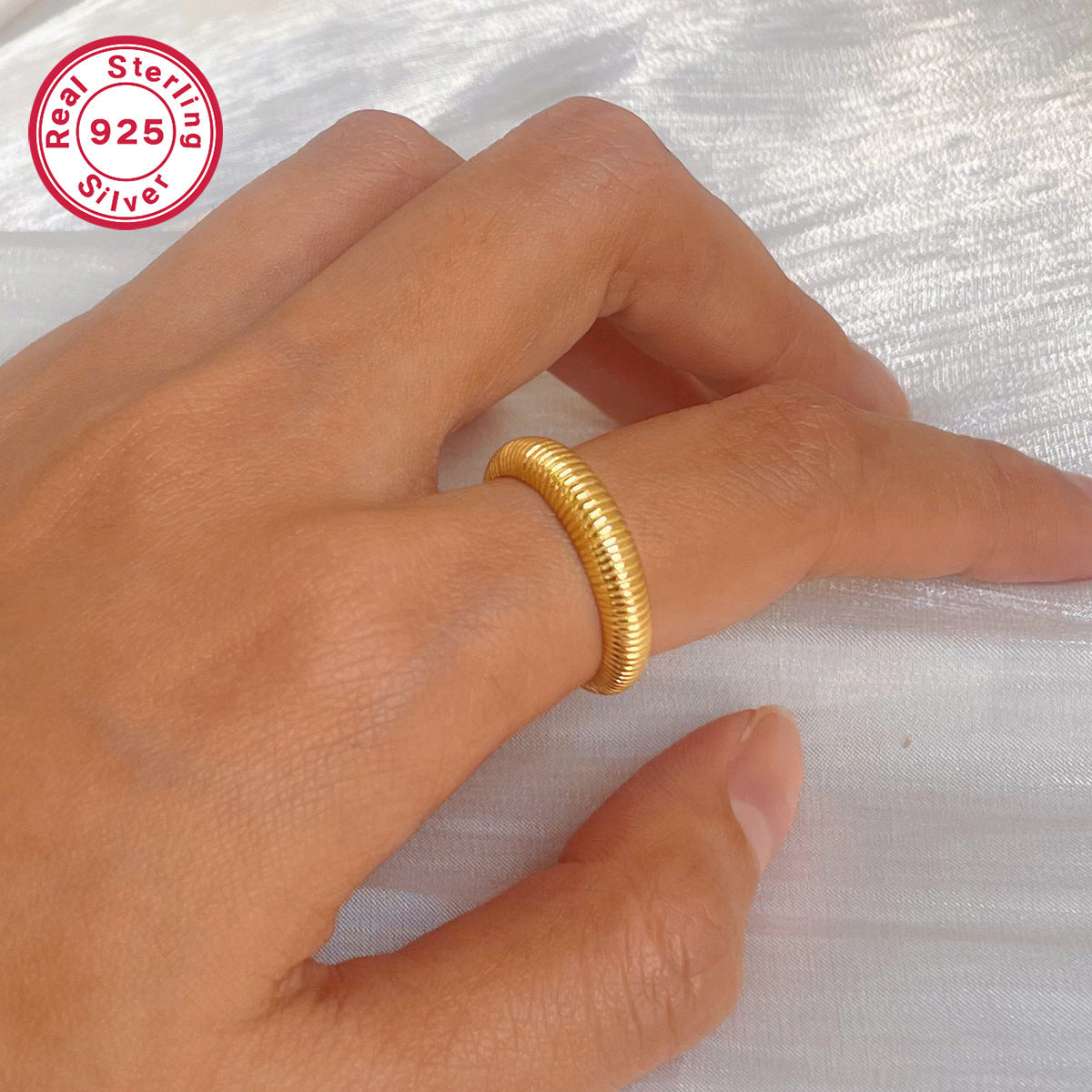 French Geometric Ring - S925 Silver Retro Minimalist Adjustable