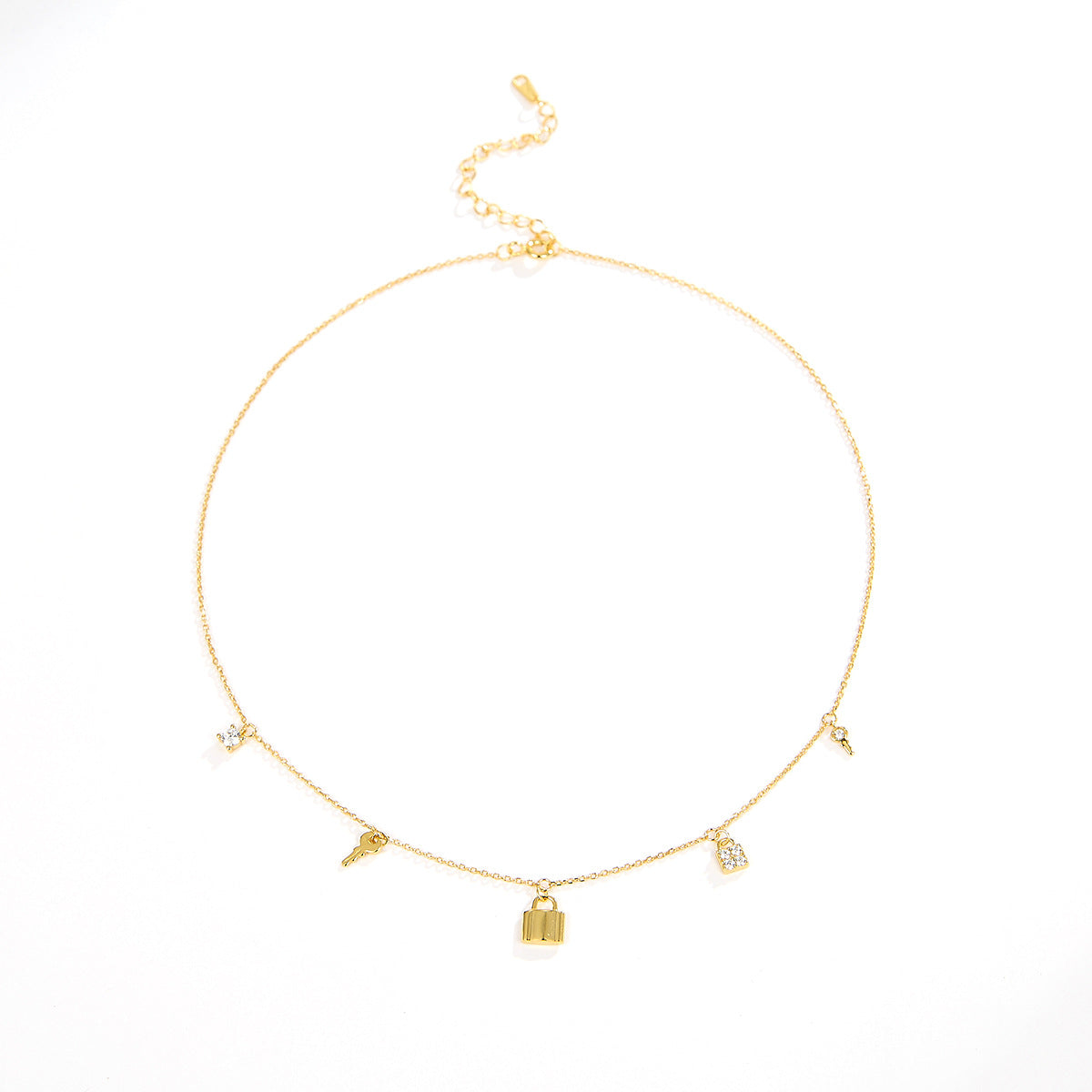 Key Lock Fringe Necklace - S925 Silver Sweet Cool Layered Choker