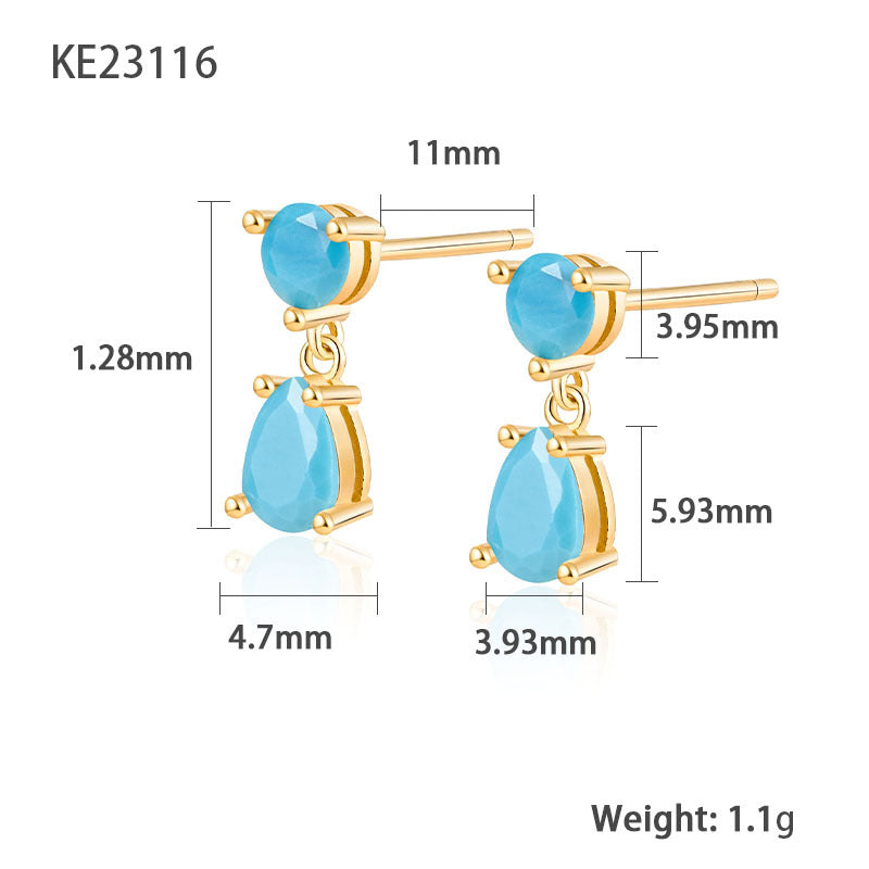 Teardrop Earrings - S925 Silver Colored Zircon Minimalist Earrings