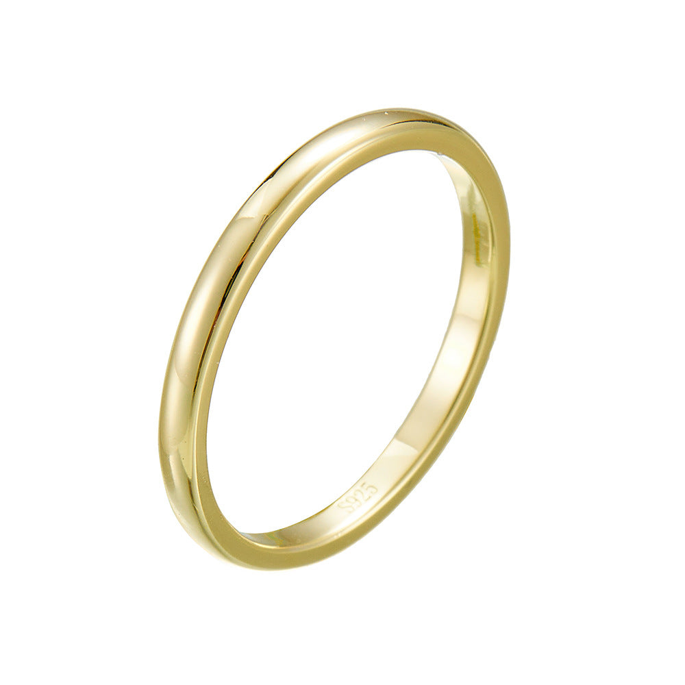 925 Sterling Silver Gold Plated Plain Band Ring, Minimalist Classic Sleek Hoop Jewelry