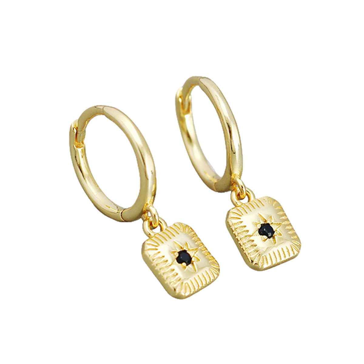 Square Zircon Hoop Earrings - S925 Silver Niche Minimalist Jewelry