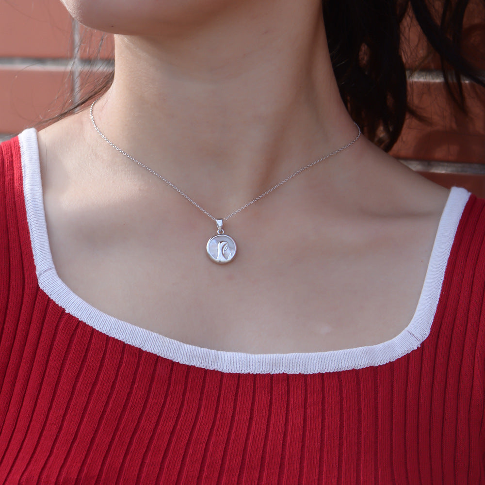 S925 Silver Mother of Pearl Virgin Mary Portrait Pendant - Modern Retro Religious Aesthetic Chain