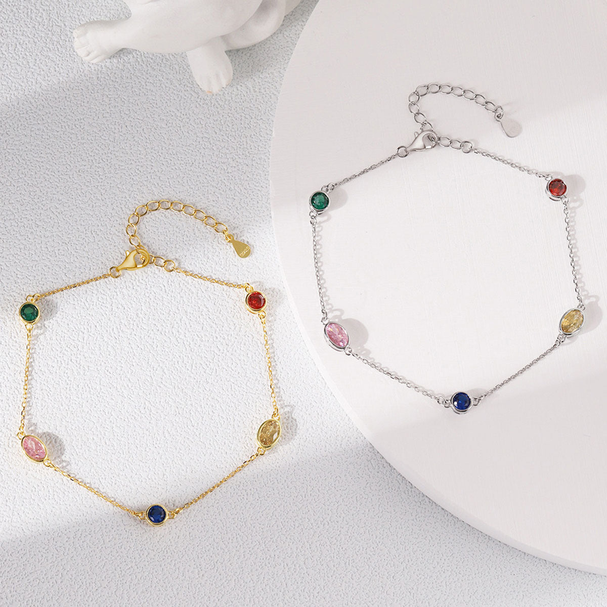 Rainbow Zircon Bracelet - S925 Silver Sweet Youthful Niche Design