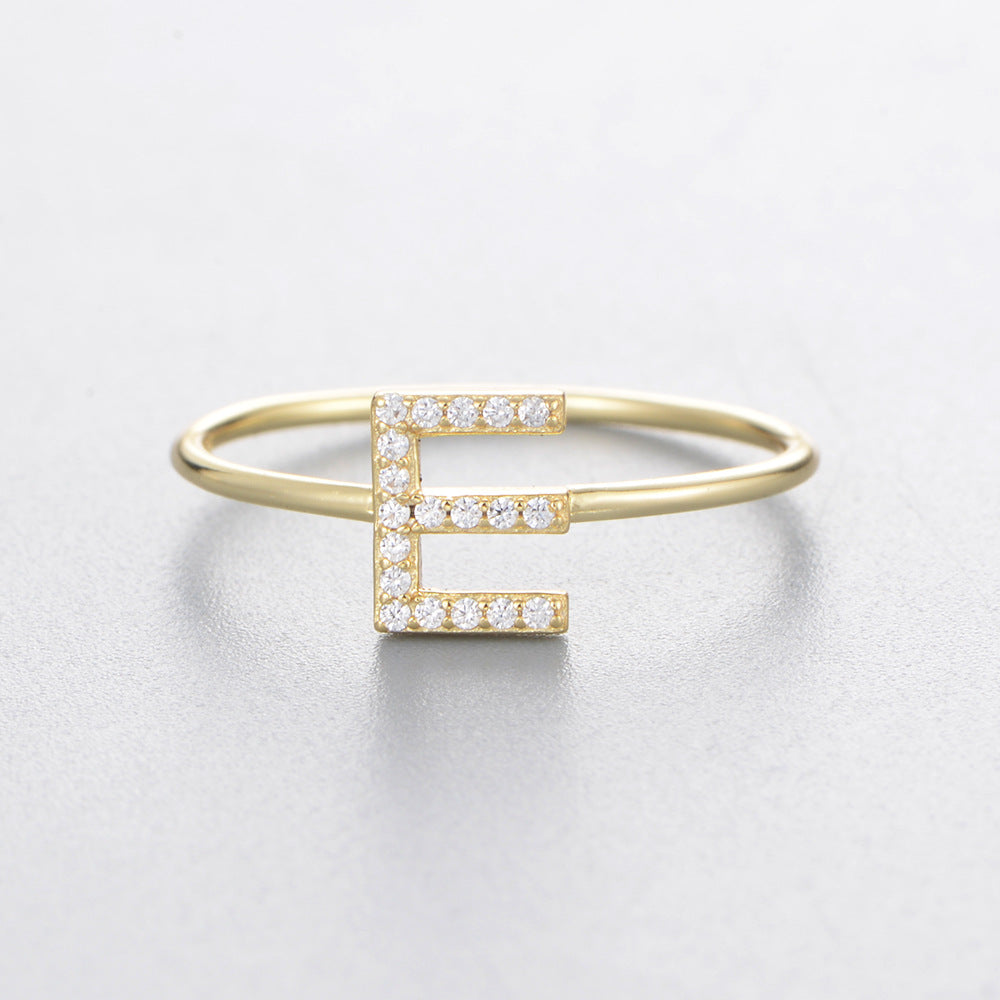 925 Sterling Silver 26 Alphabet Zirconia Rings, Minimalist Stackable Initial Jewelry