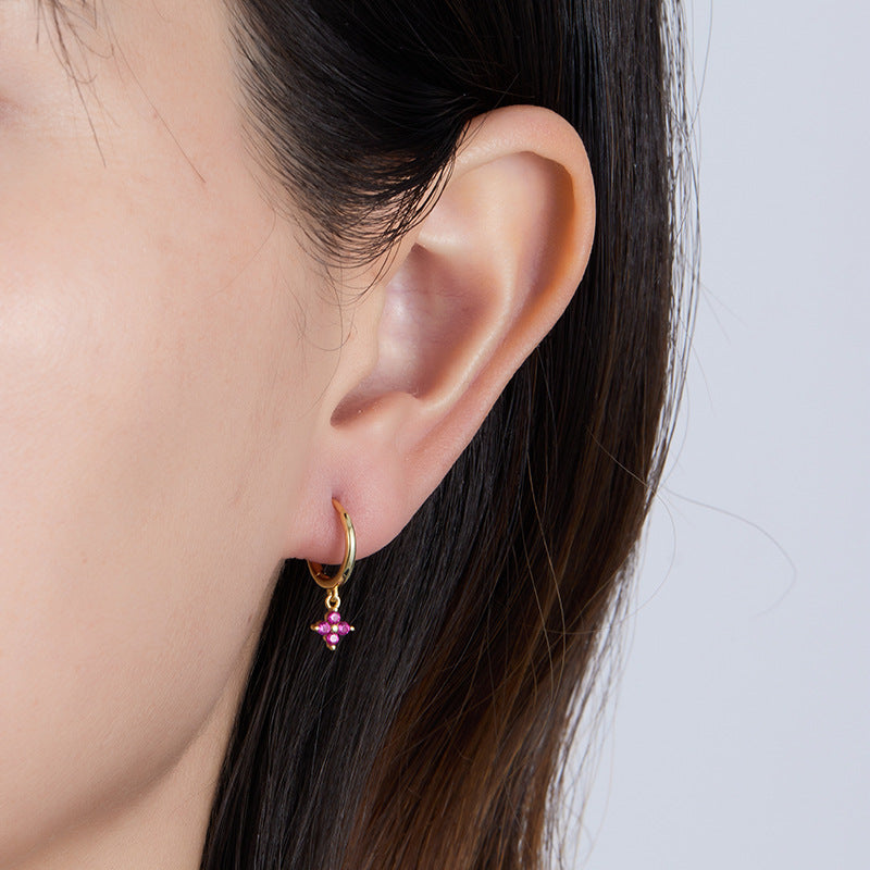 Clover Earrings - 925 Silver Color Zircon Light Luxury Trending