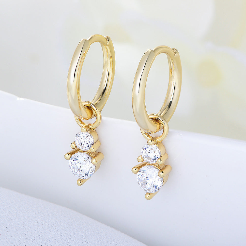 S925 Silver Minimalist Earring Combination - Sparkling Zirconia Set for Women