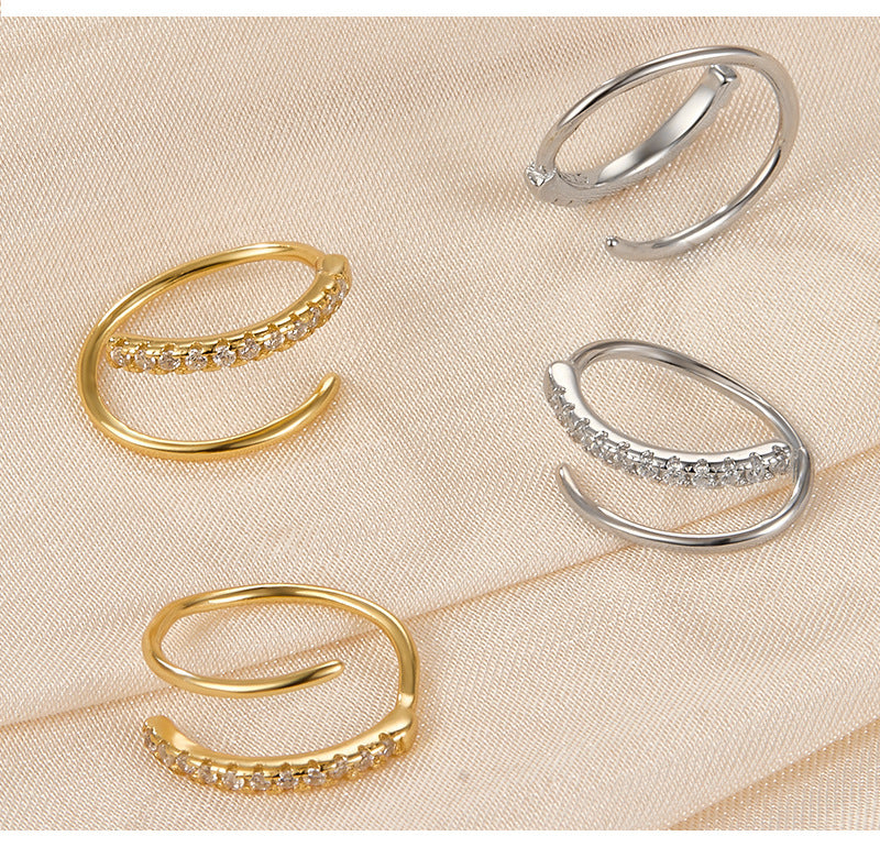 Zircon Hoop Earrings - 925 Silver Minimalist Niche Jewelry