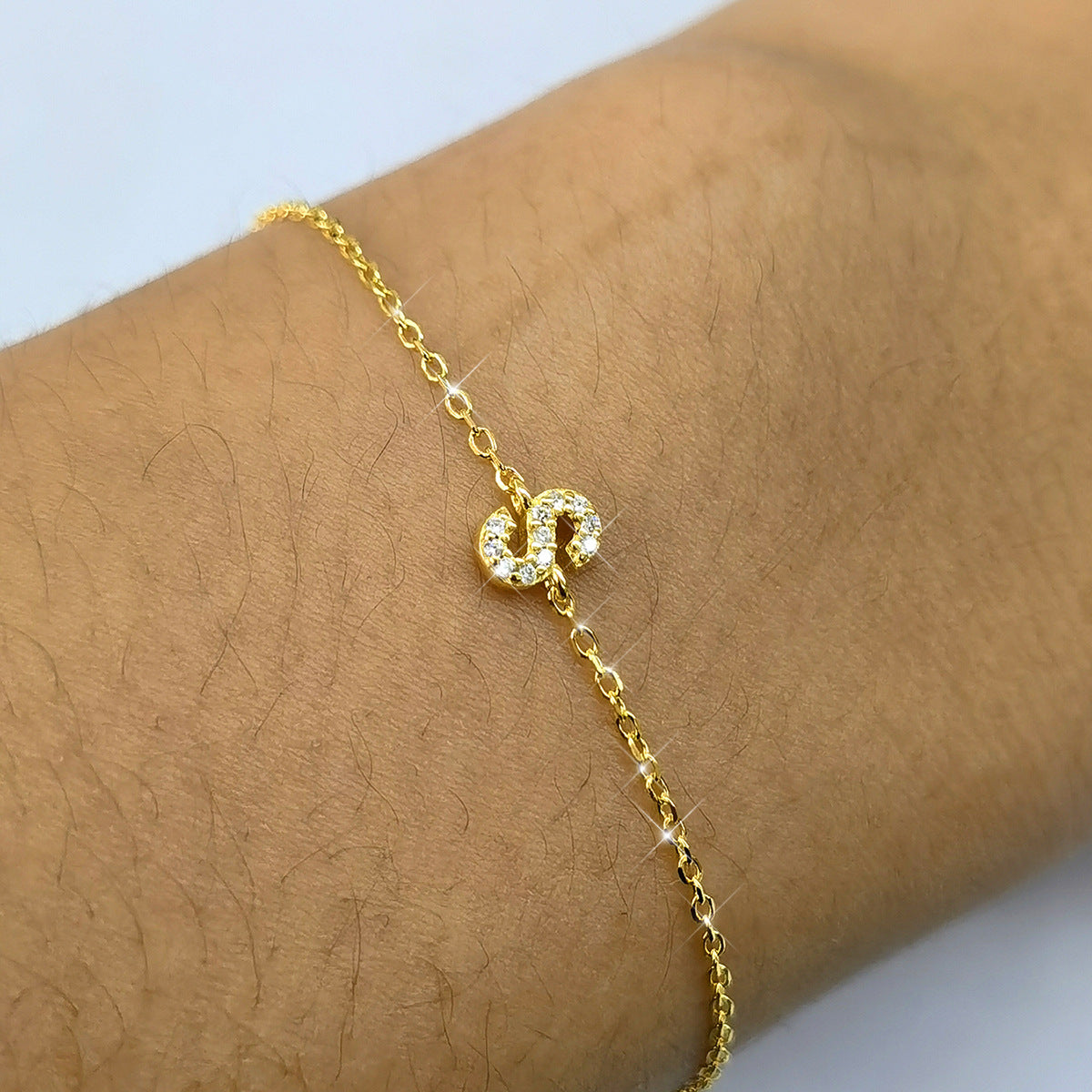 Alphabet Zircon Bracelet - 925 Silver Light Luxury Niche Jewelry