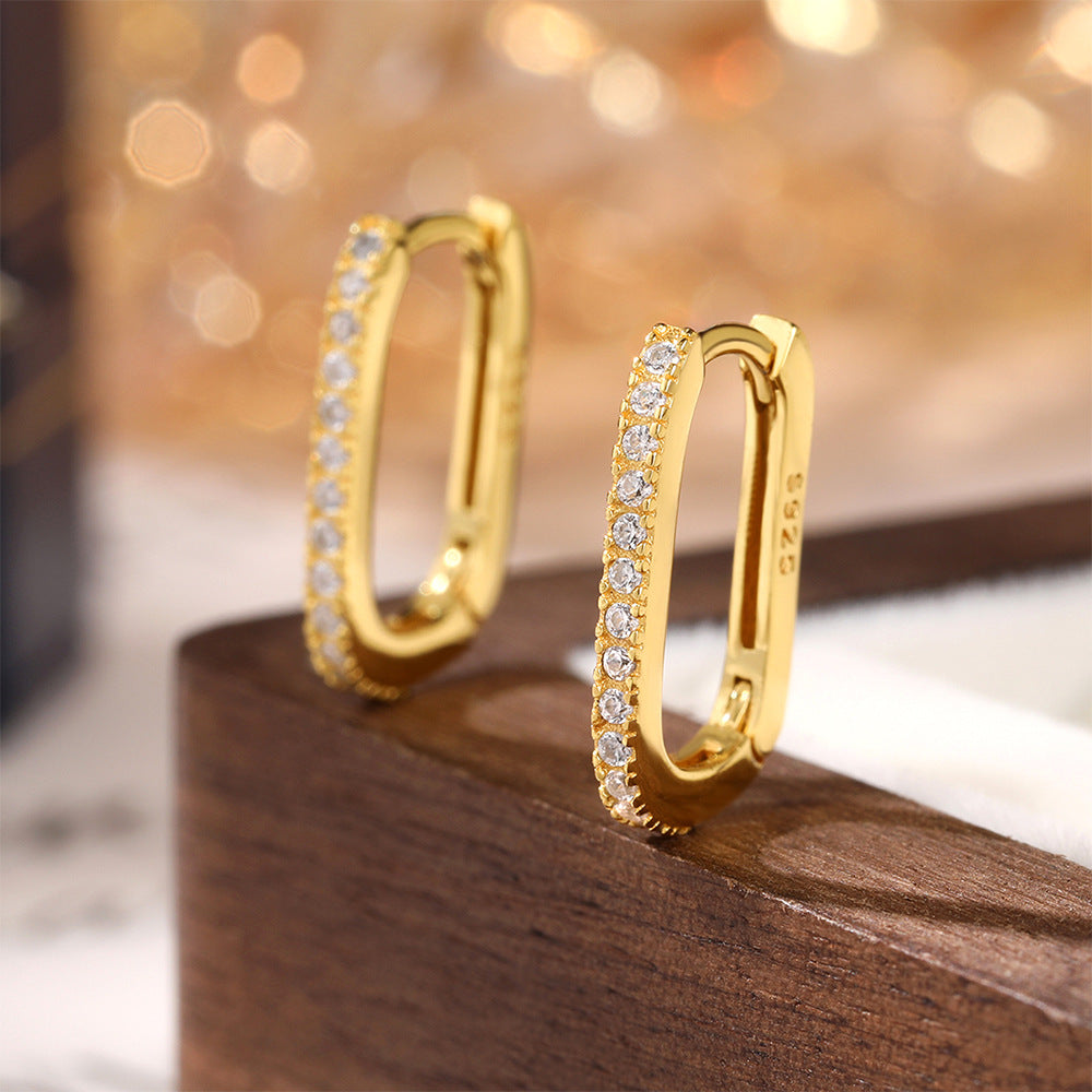 Oval Zircon Ear Cuffs - 925 Sterling Silver European Wholesale Jewelry