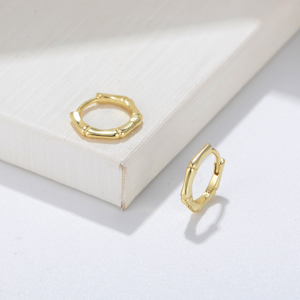 925 Sterling Silver Bamboo Square Hoop Earrings, Geometric Jewelry