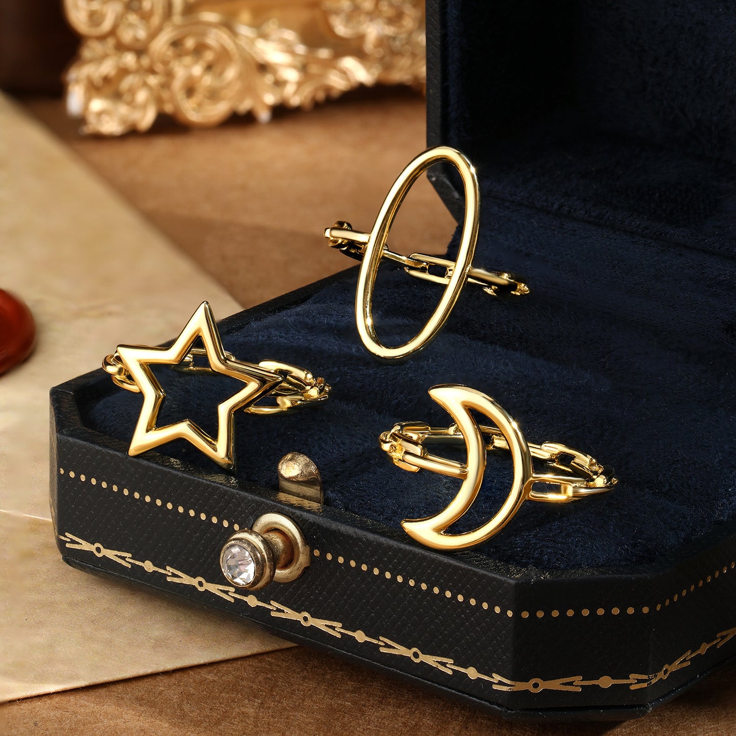 Star Moon Geometric Ring - 925 Silver Minimalist Wholesale Jewelry