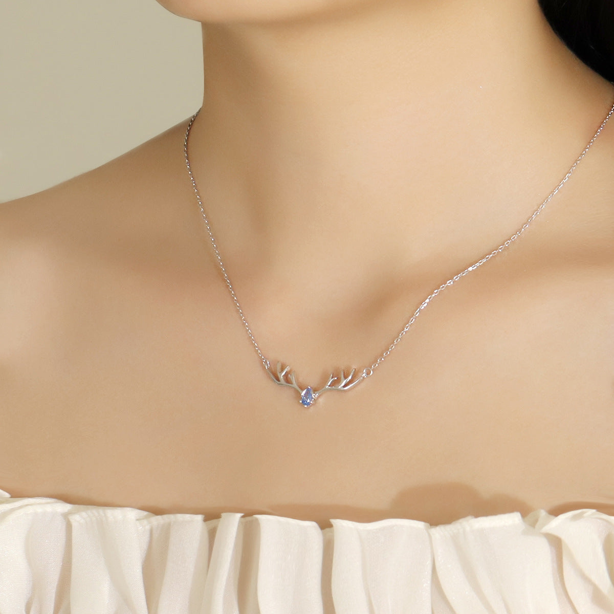 S999 Moose Antler Jewelry Set | Micro-Zircon Necklace & Bracelet