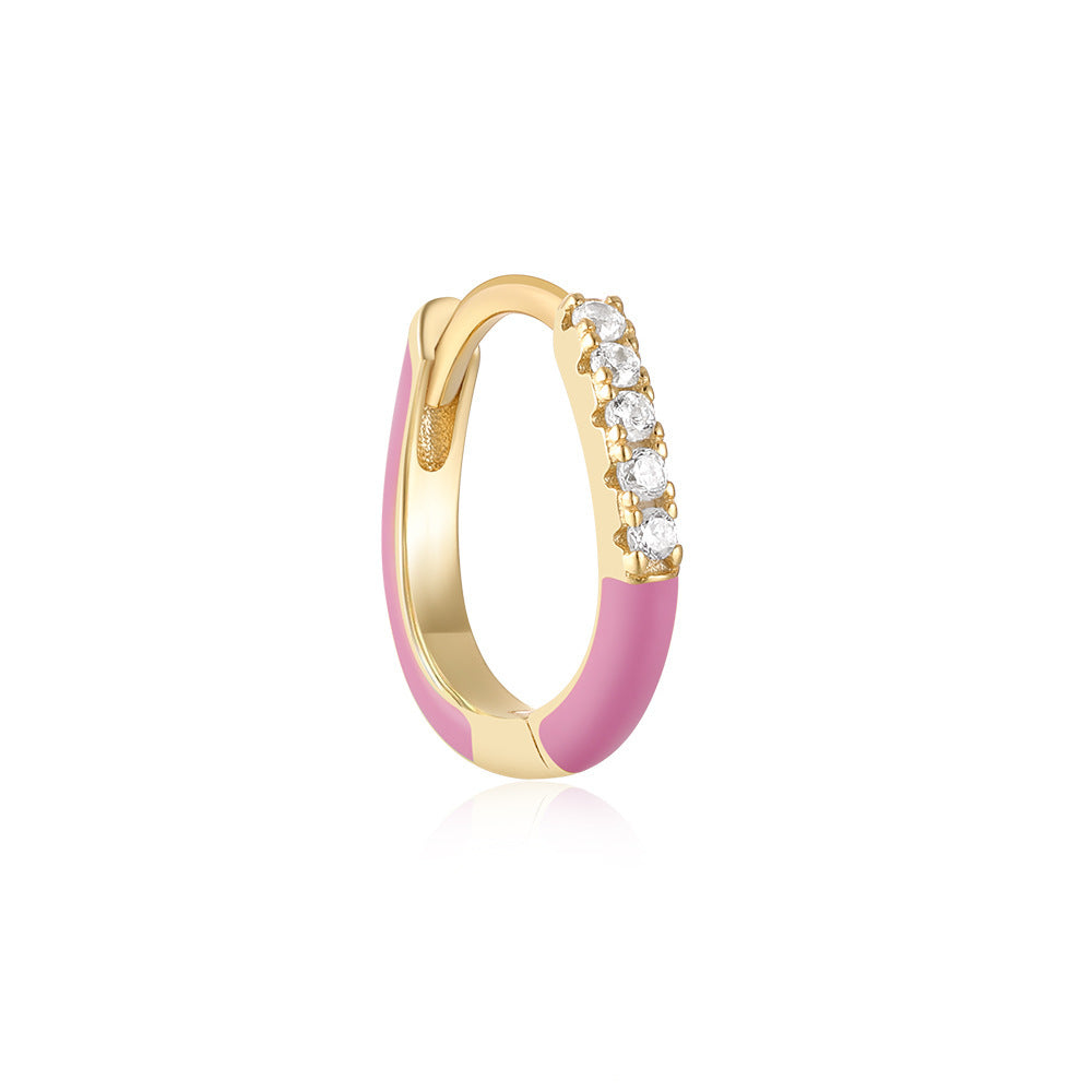 Single Color Drip Hoop - S925 Silver Dopamine Asymmetric Niche