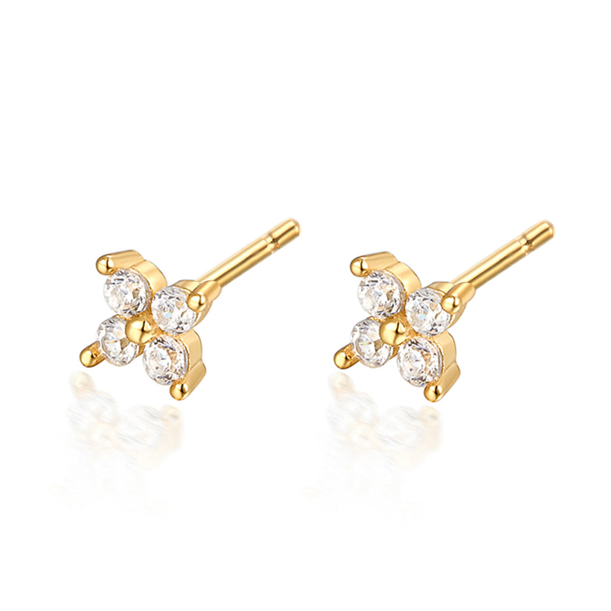 Vintage Floral Stud Earrings - S925 Solid Sterling Silver Zircon Ear Jewelry