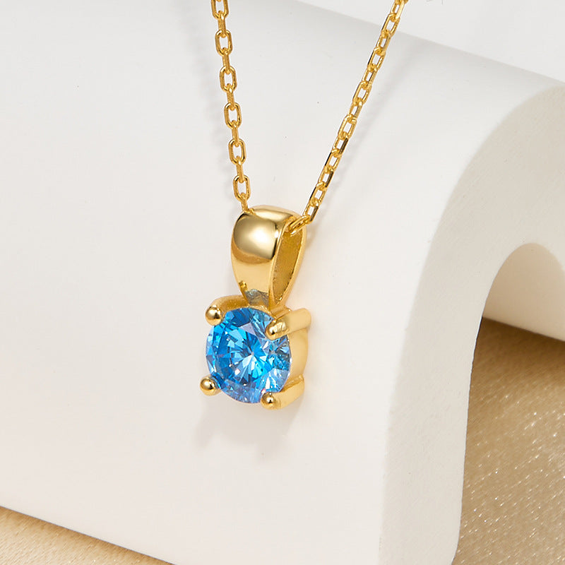 December Birthstone Necklace - 925 Sterling Silver Minimalist Zircon Jewelry