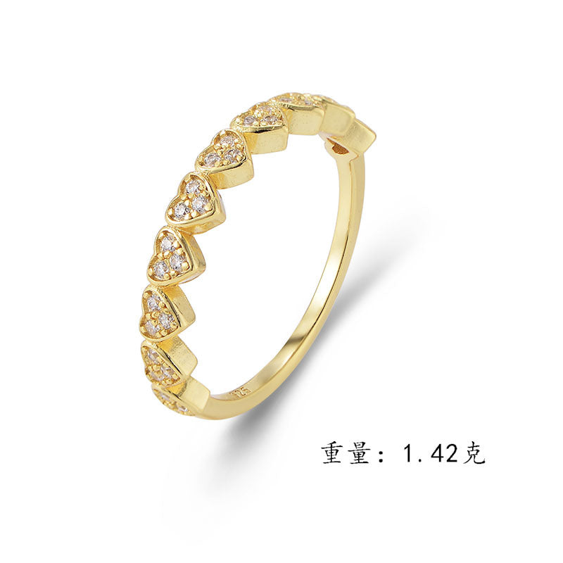 925 Sterling Silver Heart Zirconia Ring, Vintage Minimalist Jewelry
