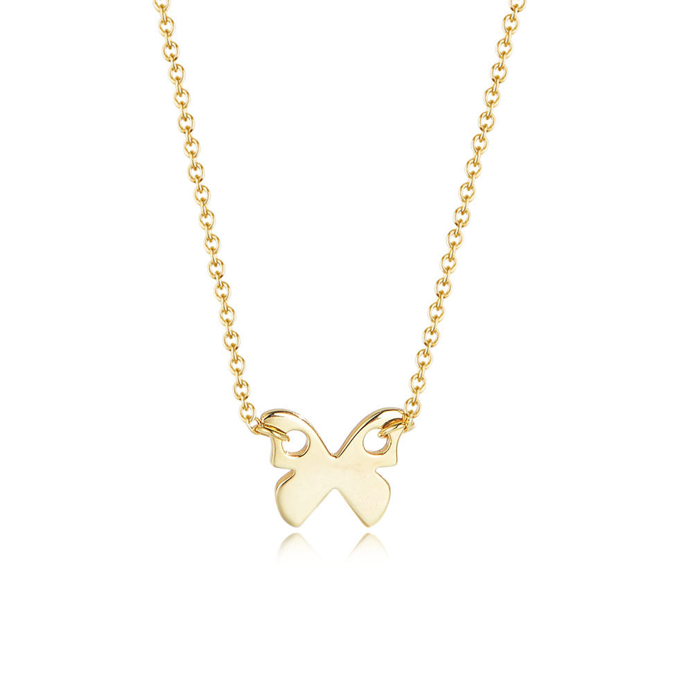 925 Sterling Silver Gold-Plated Butterfly Pendant Necklace, Minimalist Jewelry