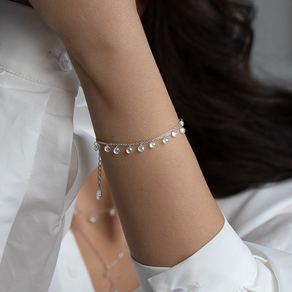 Teardrop Zircon Necklace - 925 Silver Minimalist Niche Choker Wholesale