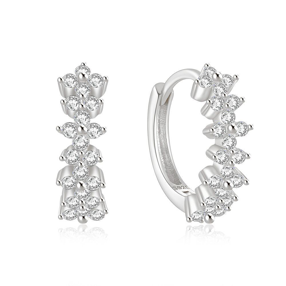 Diamond Hoop Earrings - S925 Silver Geometric Niche Ear Jewelry