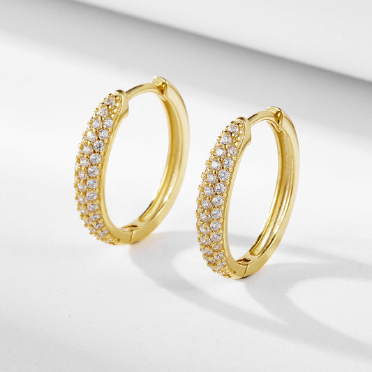 925 Sterling Silver Micro-Pave Zirconia Hoop Earrings, Minimalist Jewelry
