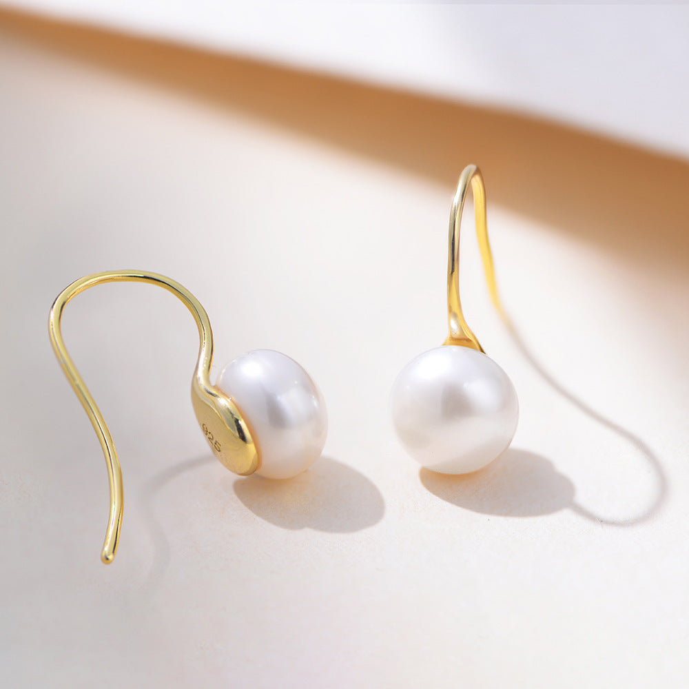 S925 Silver Freshwater Pearl Dangle Earrings - Creative High-Heel Aesthetic