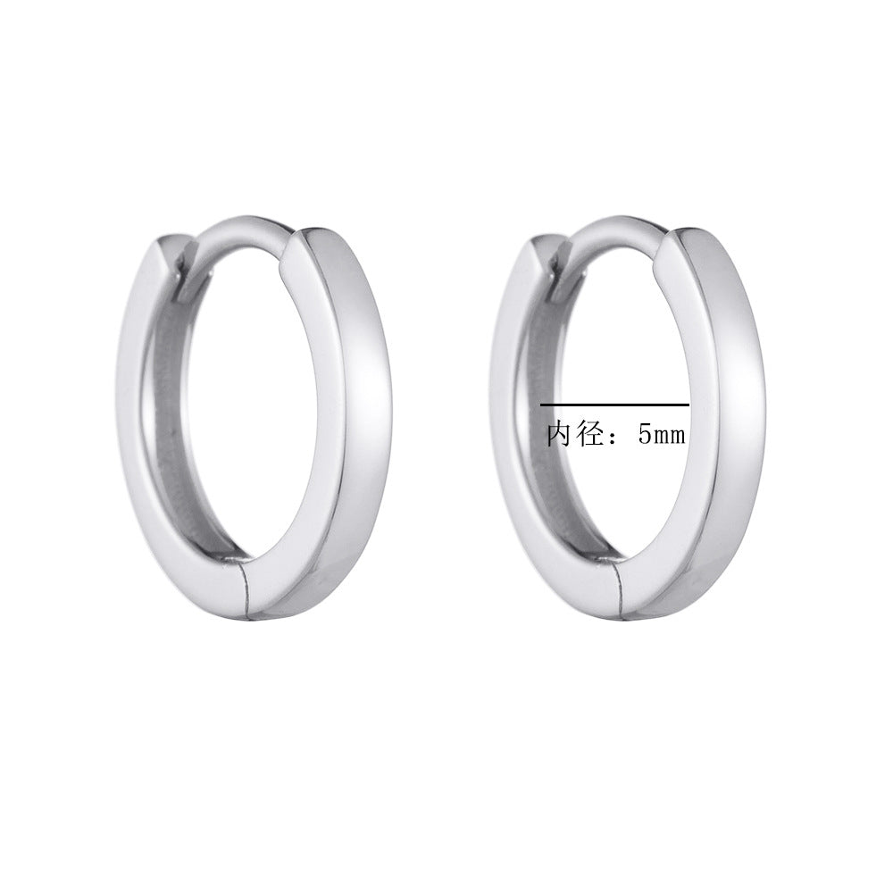925 Sterling Silver Minimalist Chunky Hoop Earrings, High-Polished Versatile Huggie Jewelry