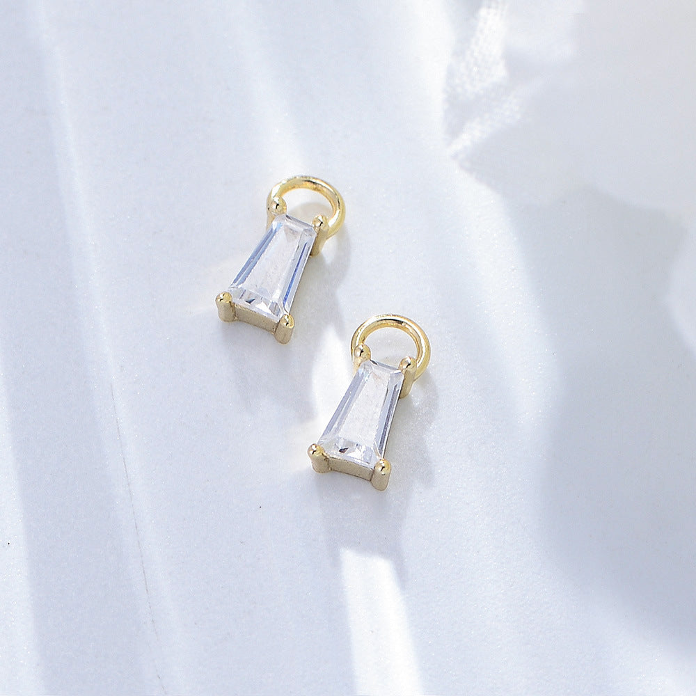 925 Sterling Silver Geometric Square Zirconia Drop Earrings, Minimalist High-End Ins Style Jewelry