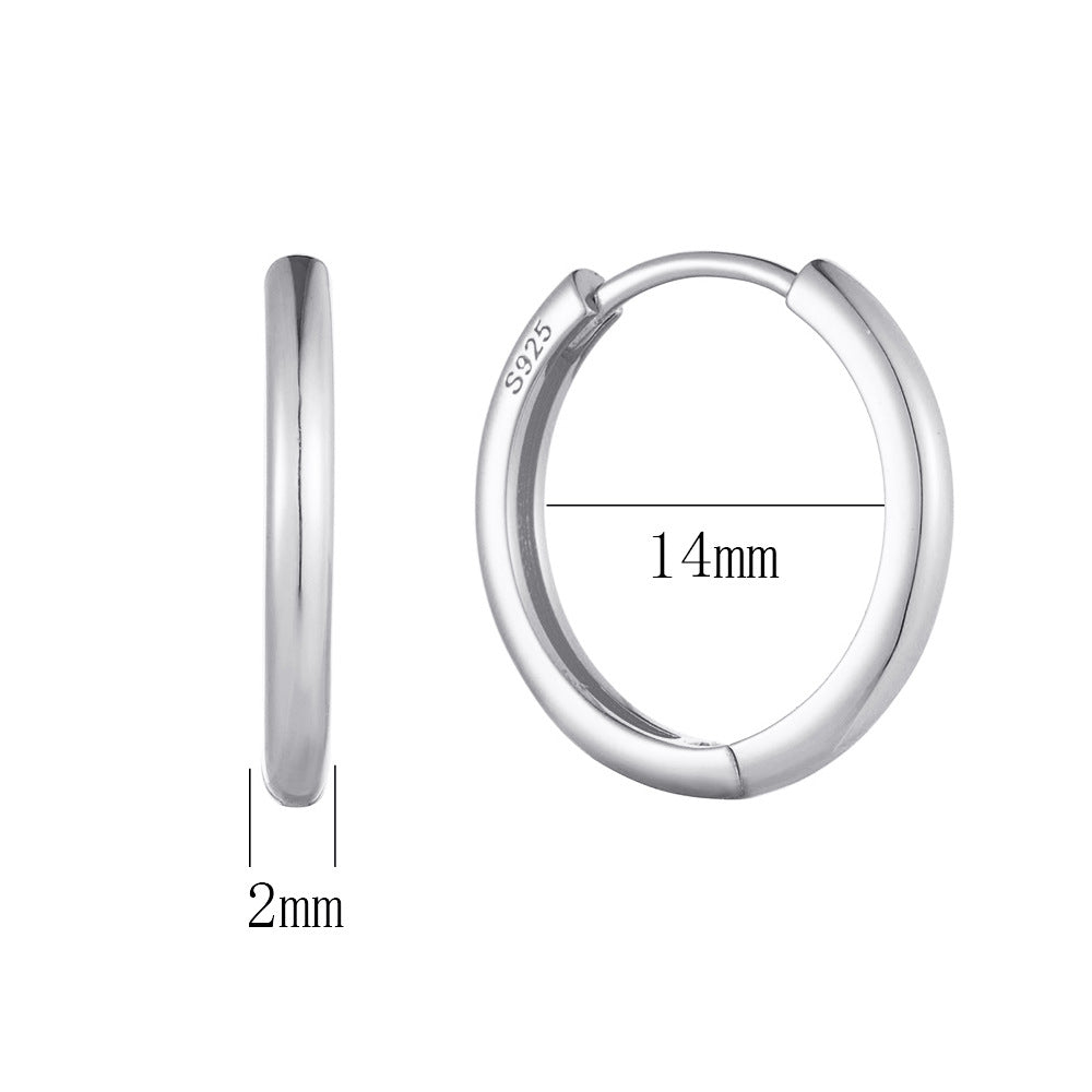 925 Sterling Silver Minimalist Sleek Hoop Earrings, High-End Light Luxury Plain Circle Jewelry