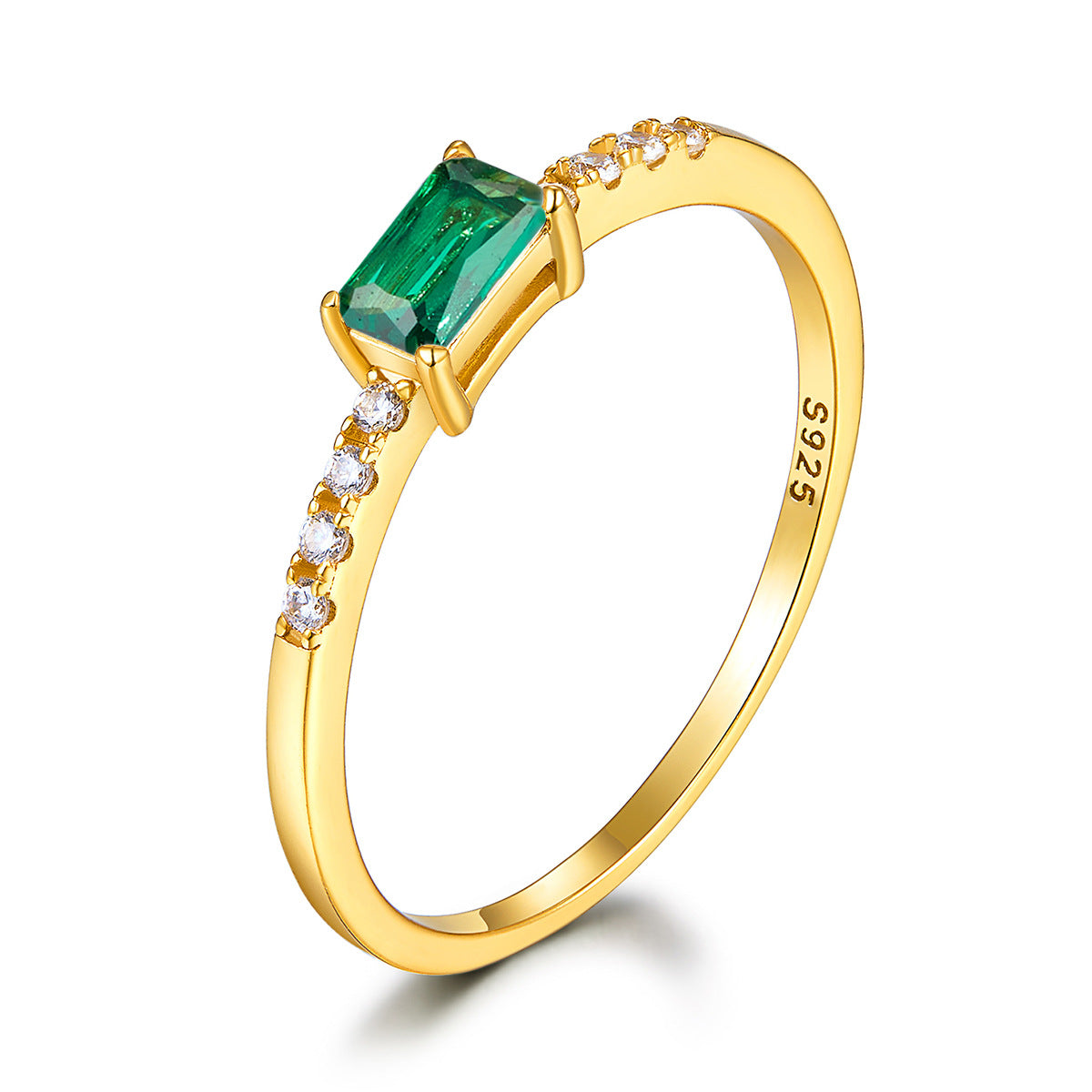 Colored Zircon Gold-Tone Ring - S925 Sterling Silver Minimalist Light Luxury Wholesale