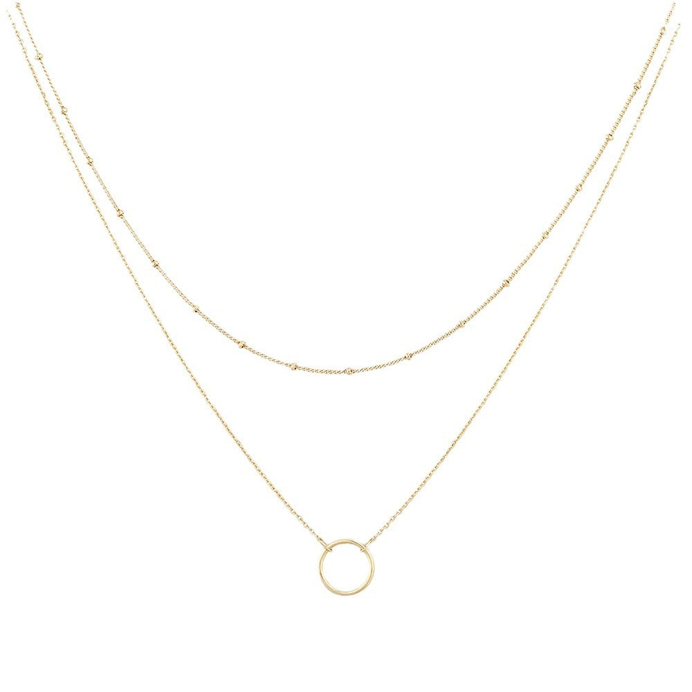 S925 Silver Modern Interlocking Hoop Choker - Elegant Layered Clavicle Chain