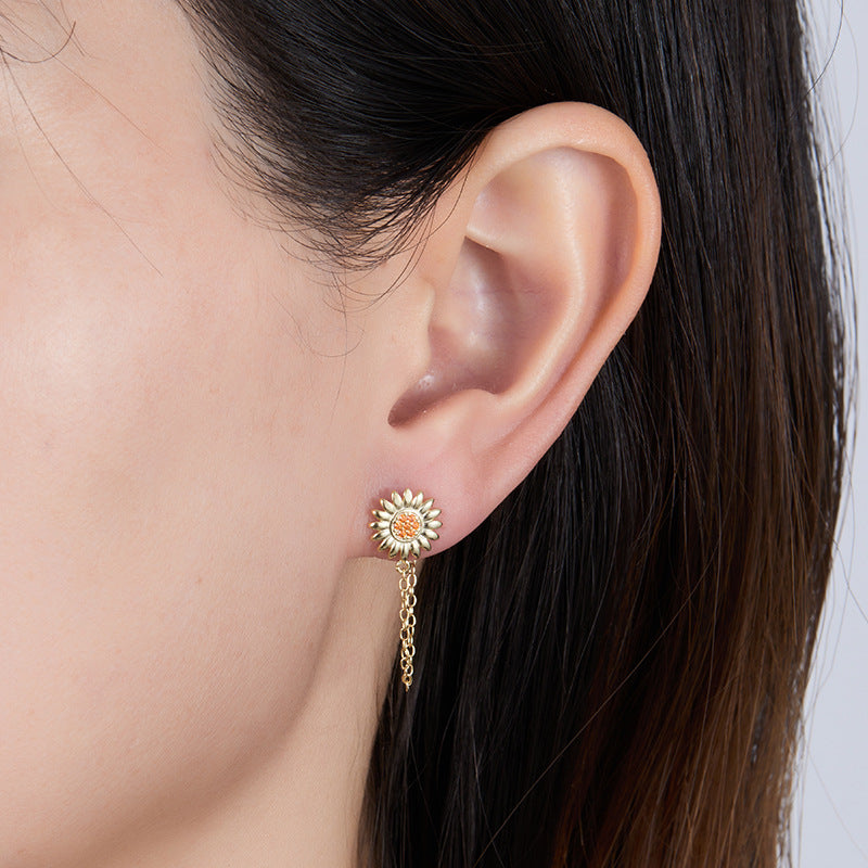 Octagram Snake Earring - 925 Silver Single Chain Geometric Jewelry