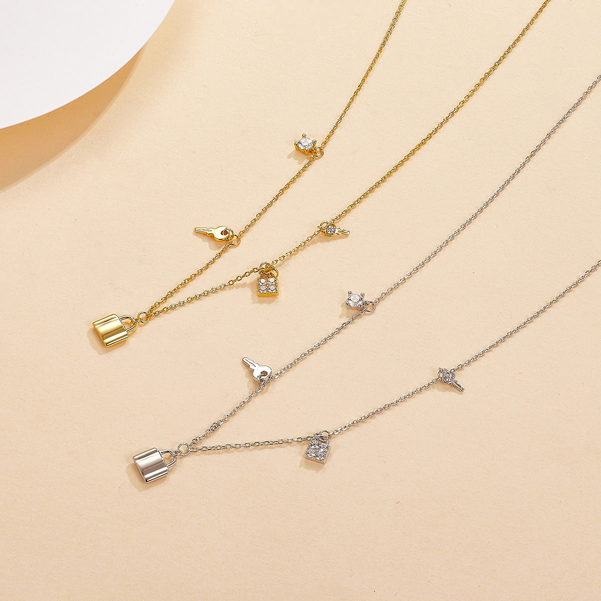 Key Lock Fringe Necklace - S925 Silver Sweet Cool Layered Choker