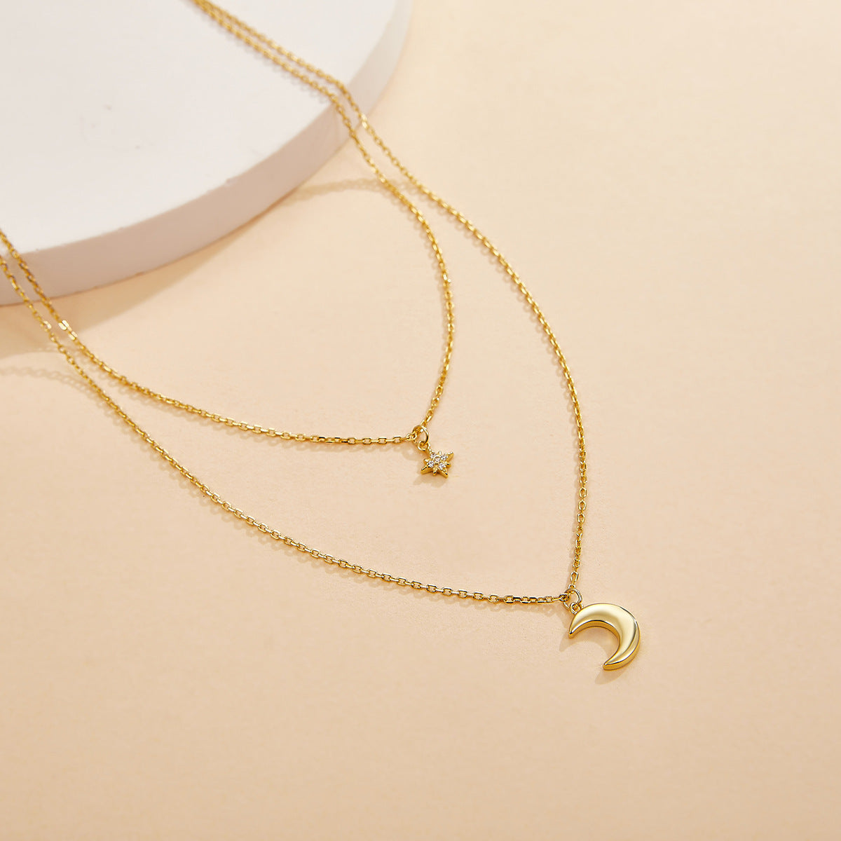 Star Moon Double Necklace - S925 Silver Sweet Best Friend Gift