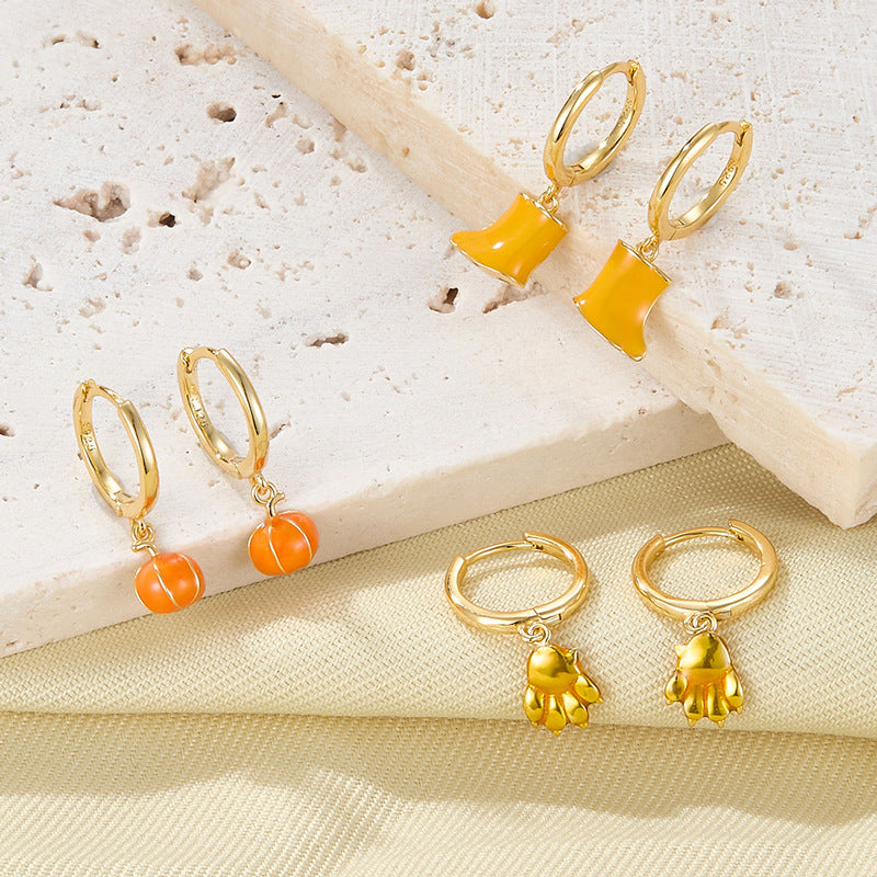 Vegetable Fruit Ear Cuffs - S925 Silver Halloween Pumpkin Batch