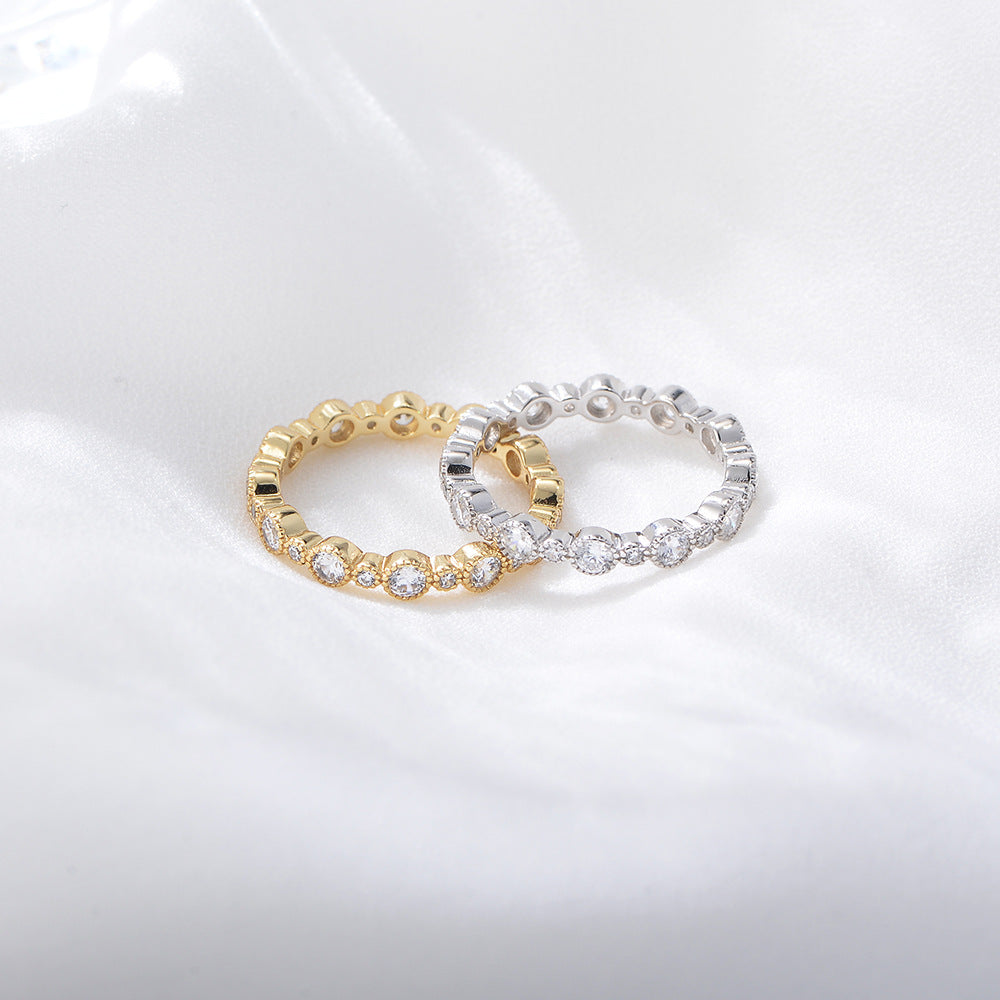 S925 Silver Iced Out Round Ring - Sparkling Pave Zirconia Band