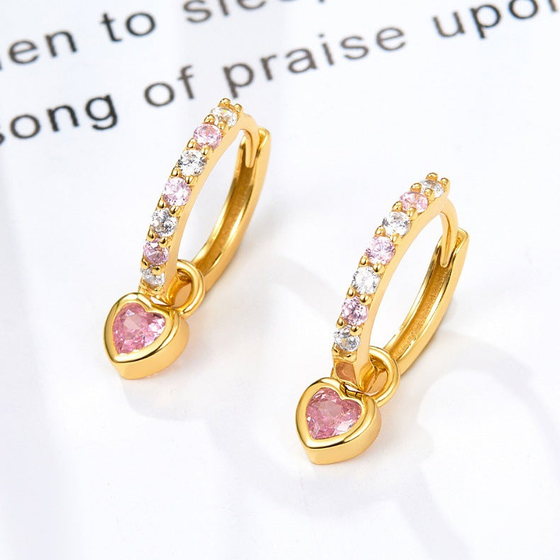 Color Zircon Heart Ear Cuffs - S925 Silver Dopamine Jewelry