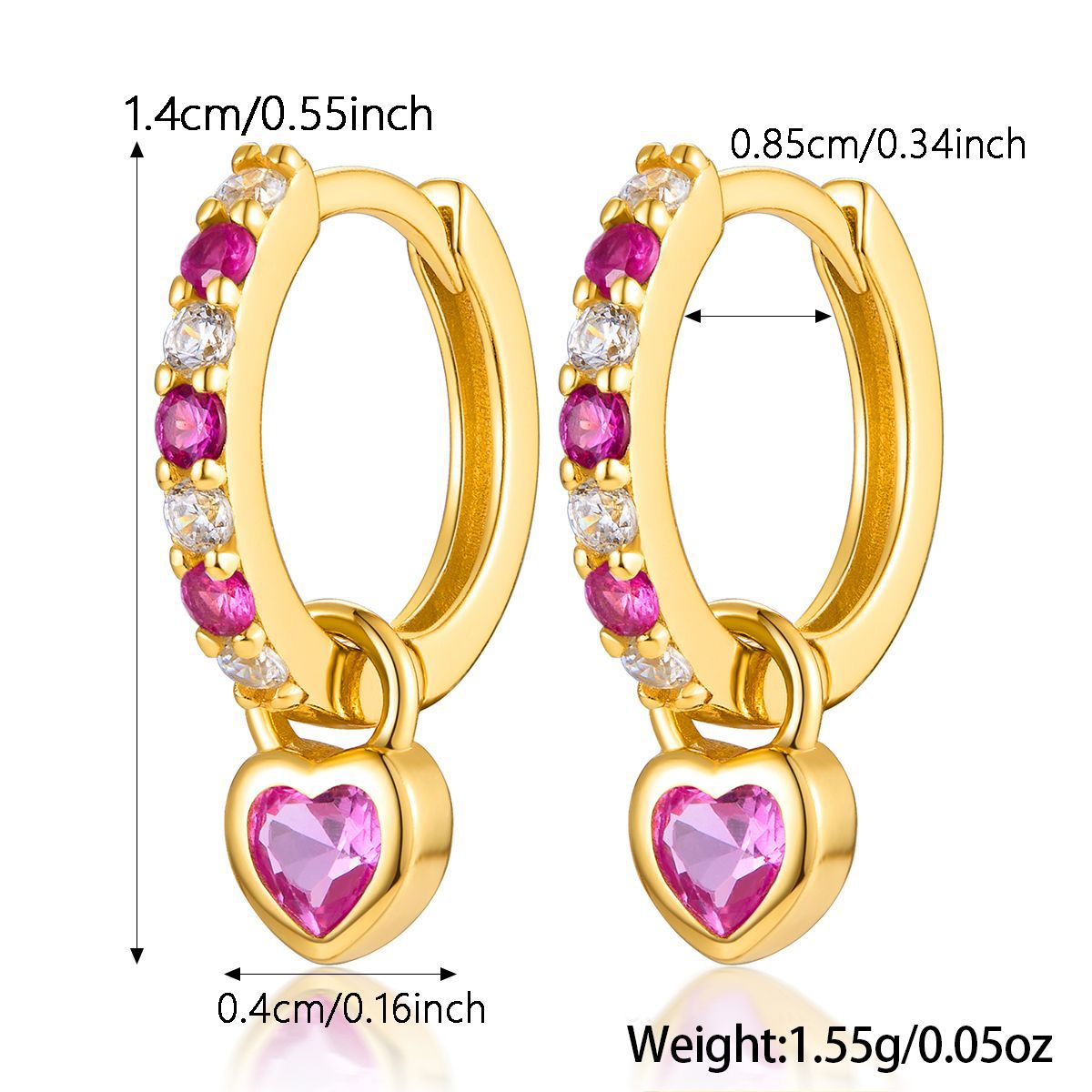 Color Zircon Heart Ear Cuffs - S925 Silver Dopamine Jewelry
