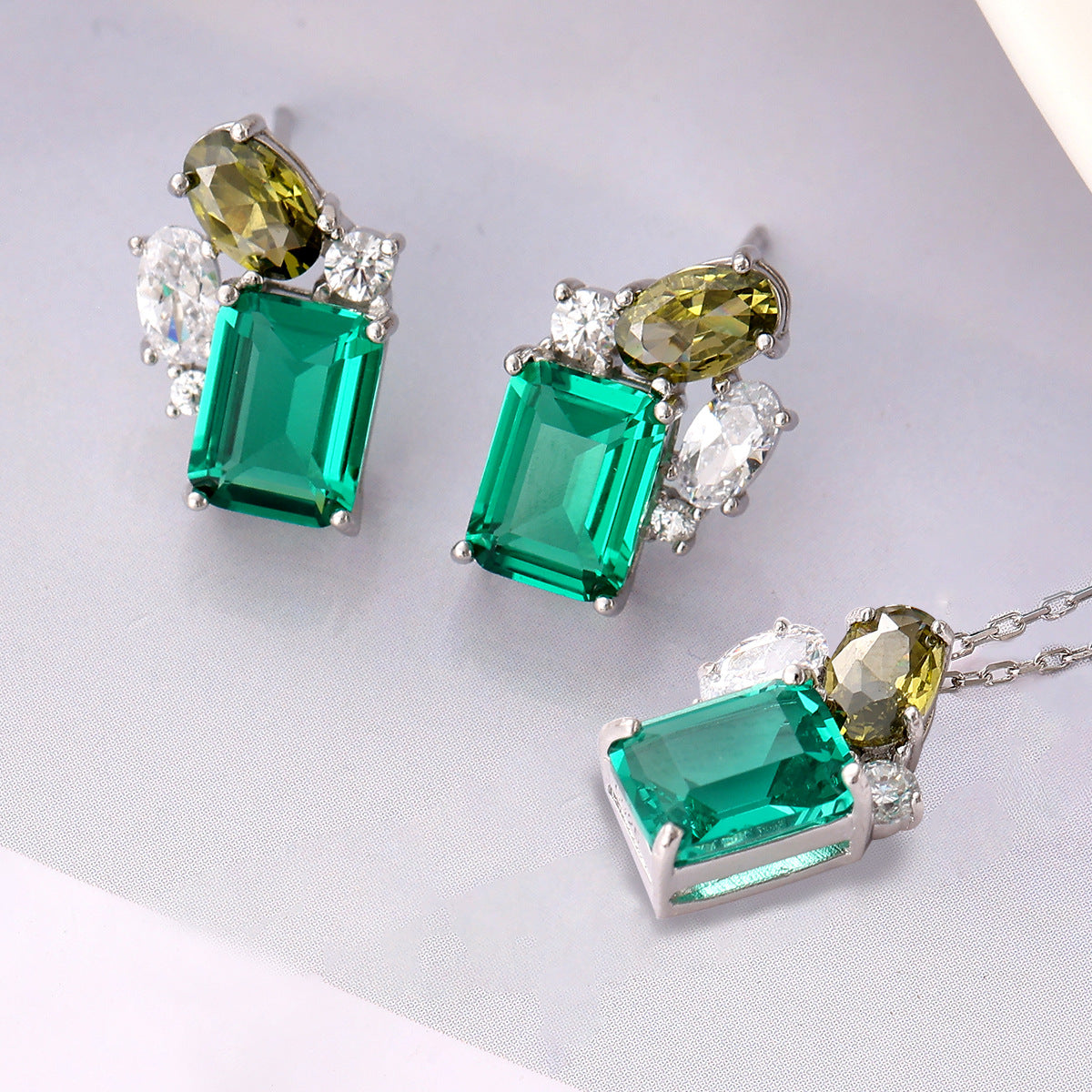 Emerald Jewelry Set - S925 Silver Mother‘s Day Minimalist Gift