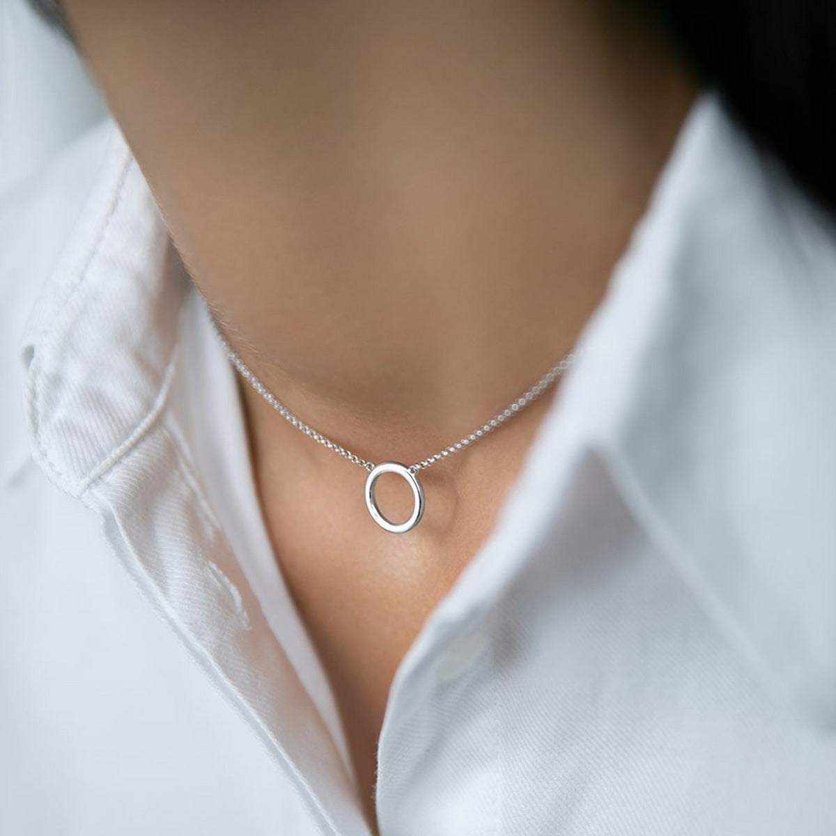Geometric Drip Pendant Necklace - 925 Silver Minimalist Choker