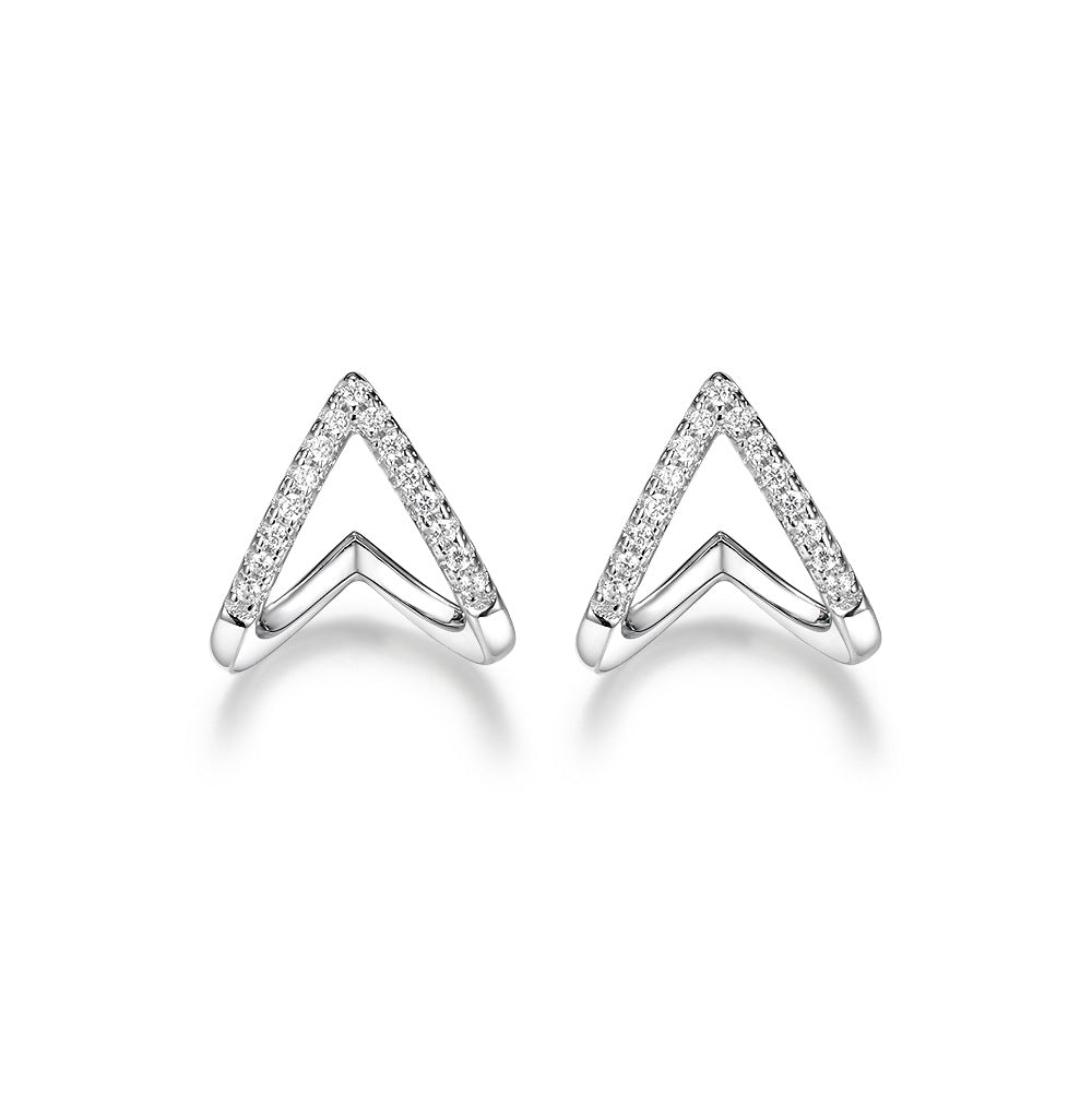 Smile Stud Earrings - S925 Sterling Silver Diamond-Encrusted Niche Earrings