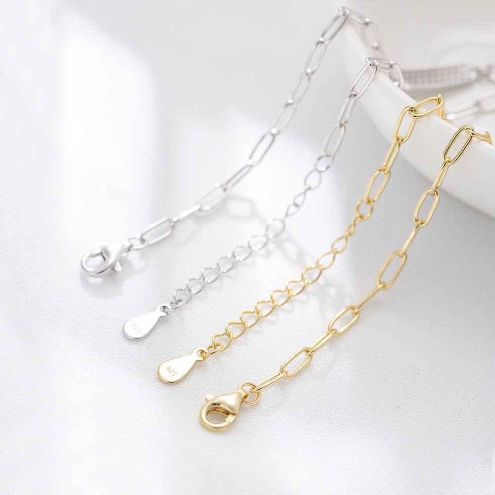 925 Sterling Silver Micro-Pave Zirconia Bracelet, Minimalist High-End Light Luxury Jewelry